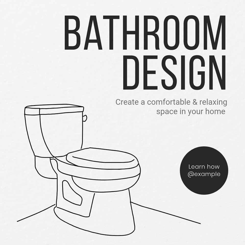 Bathroom design Instagram post template, editable text