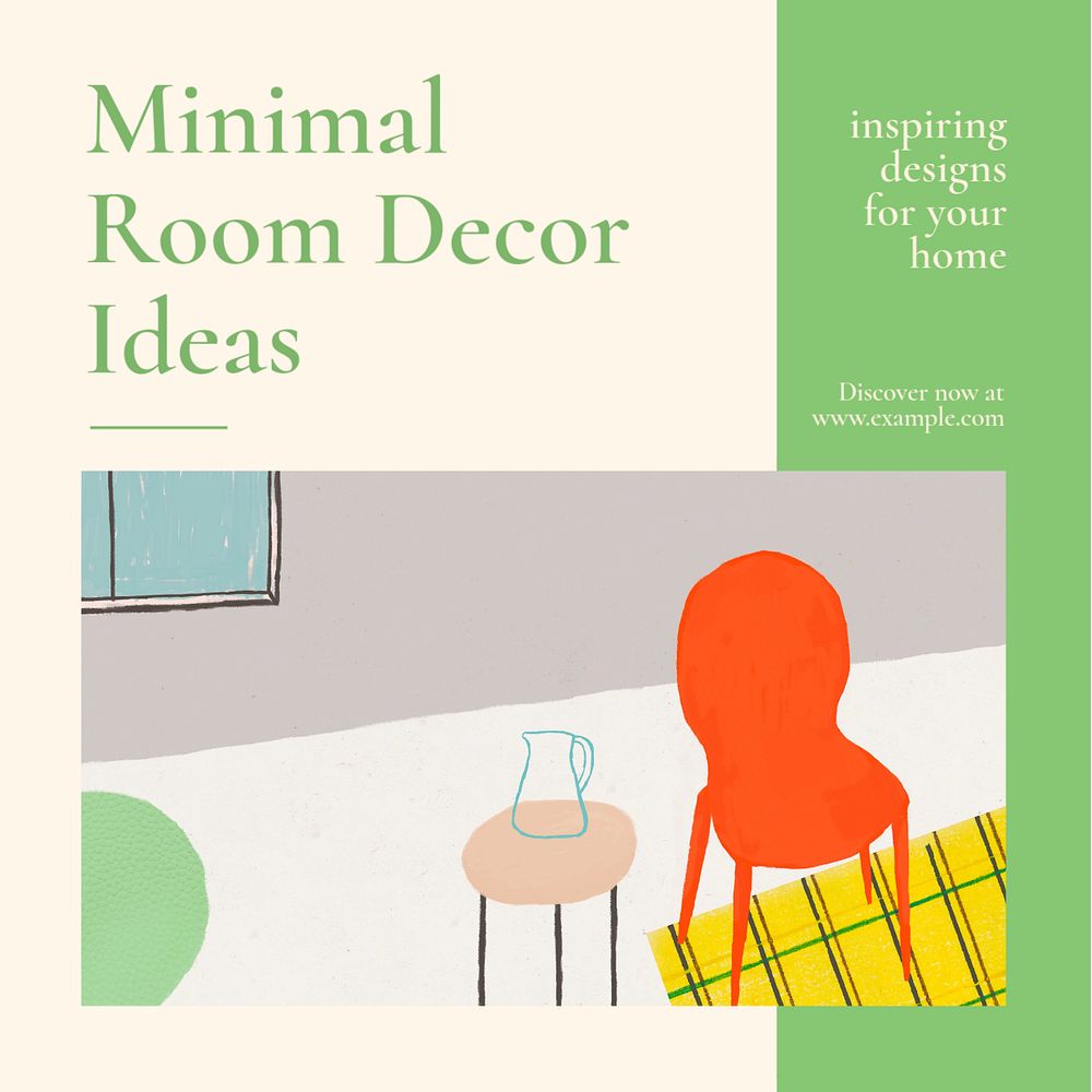 Minimal room decor Instagram post template, editable text