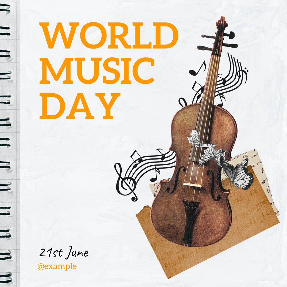 World Music Day Instagram post template, editable text