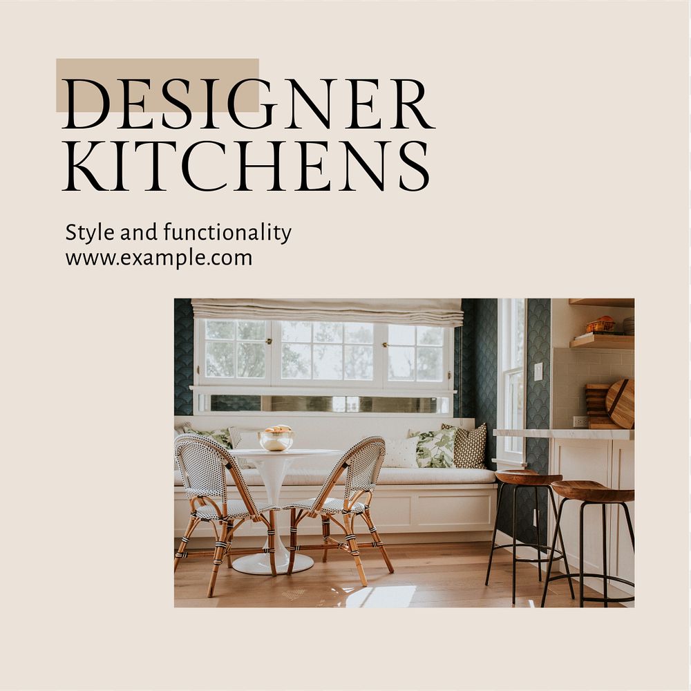 Kitchen design Instagram post template, editable text