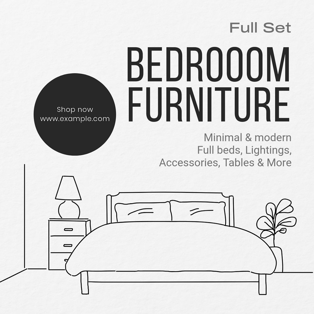 Bedroom furniture Instagram post template, editable text