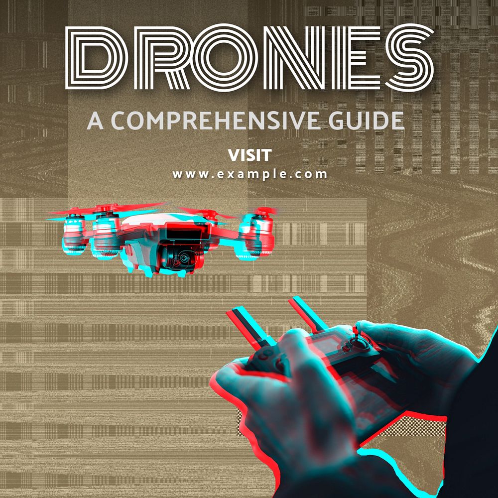 Drones Instagram post template, editable text