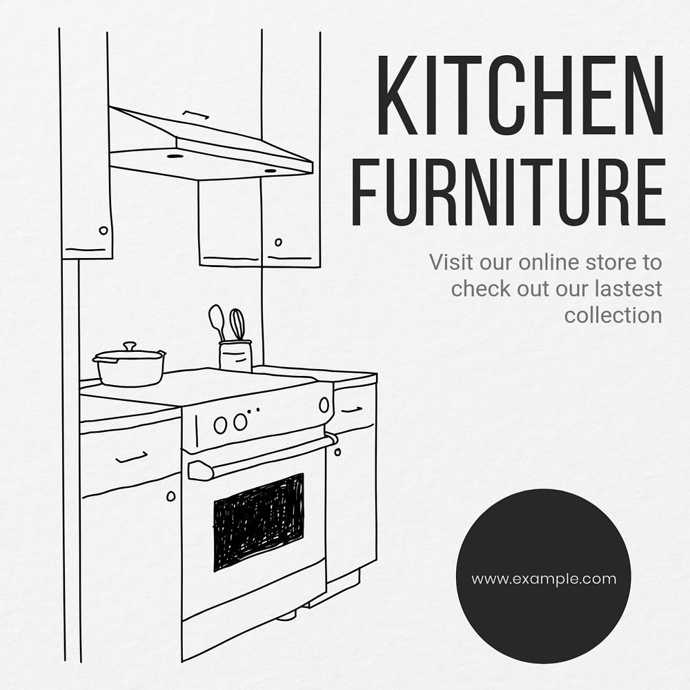 Kitchen furniture Instagram post template, editable text