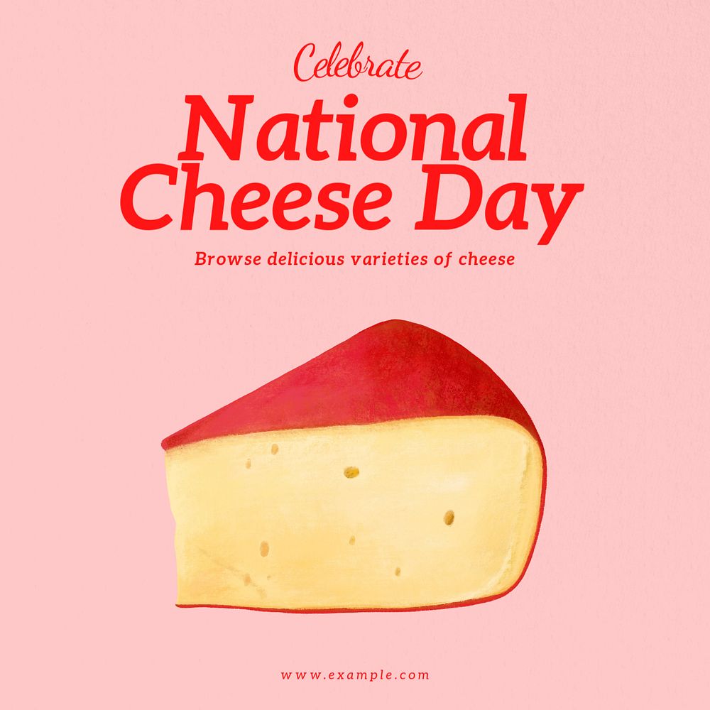 National cheese day Instagram post template, editable text