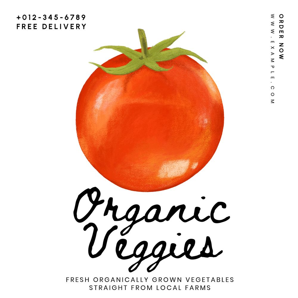 Organic veggies Instagram post template, editable text