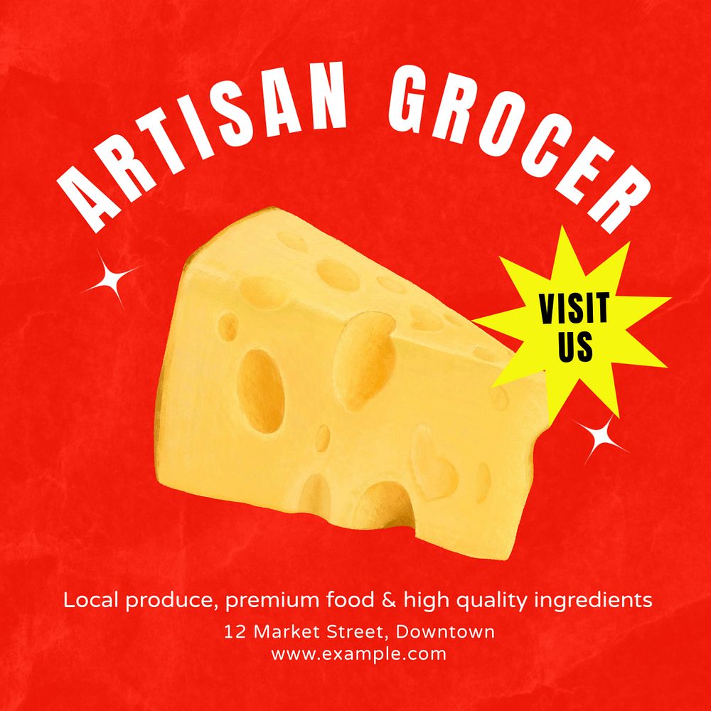 Artisan grocer Instagram post template, editable text