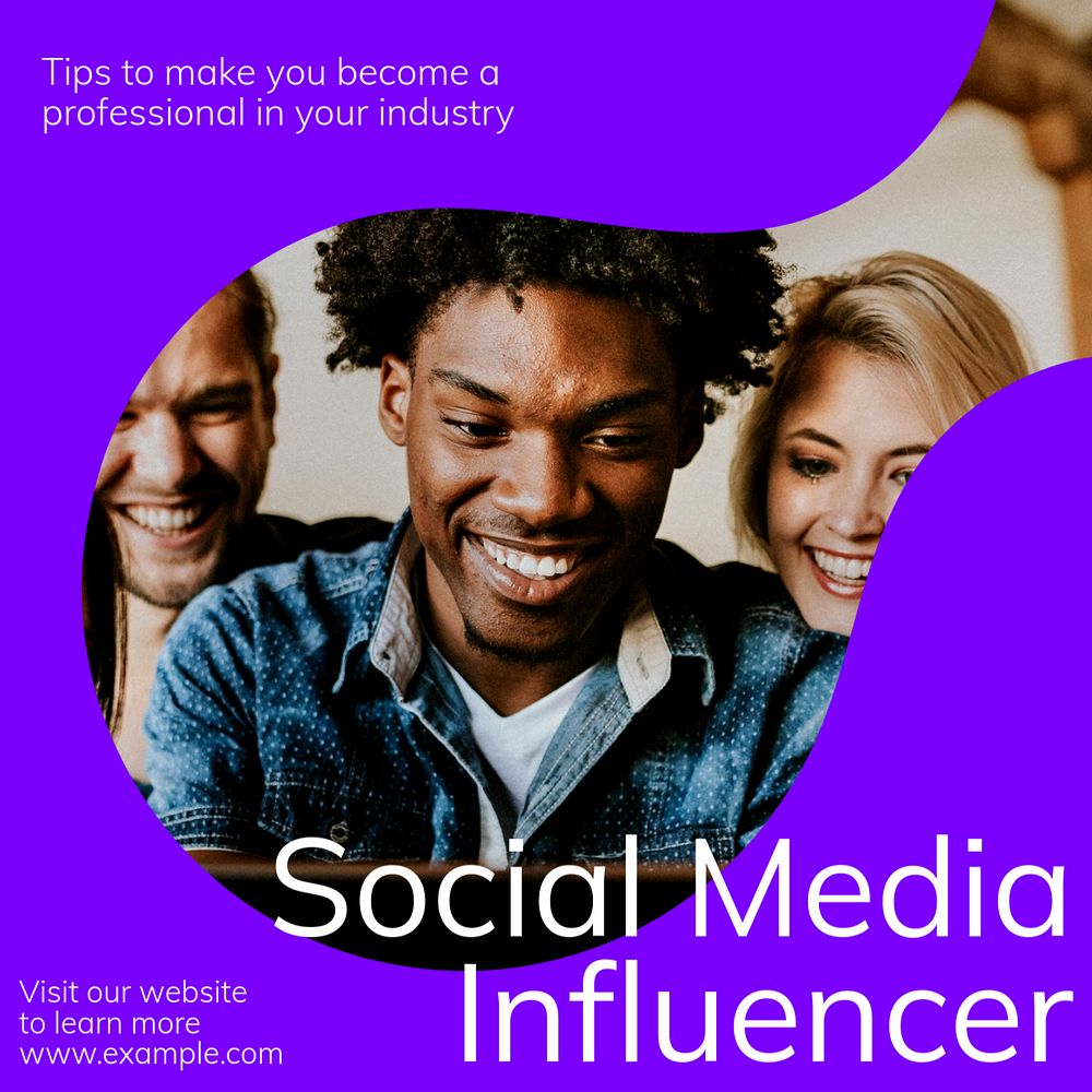 Social media influencer Instagram post template, editable text