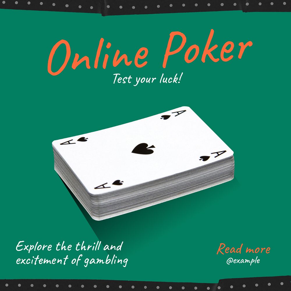 Online poker Instagram post template, editable text