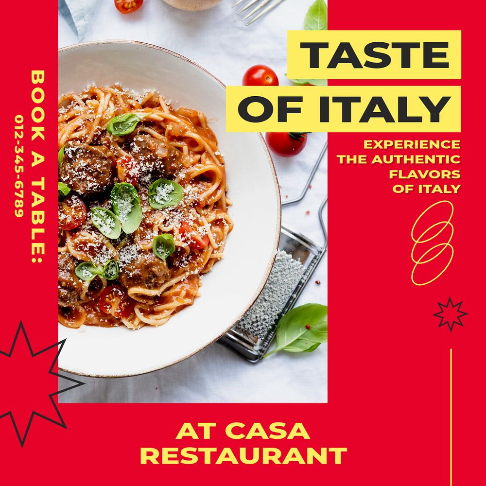 Authentic food taste Instagram post template, editable text