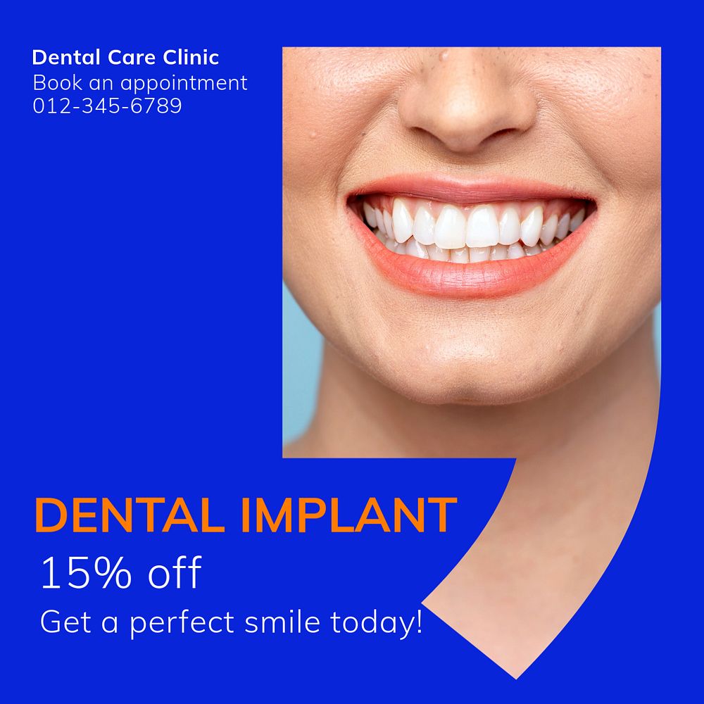 Dental implant Instagram post template, editable text