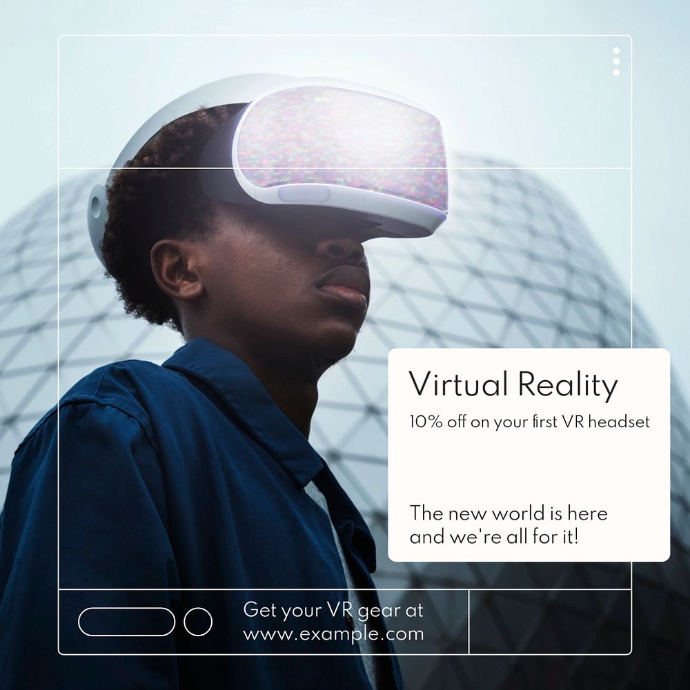 Virtual reality Instagram post template, editable text