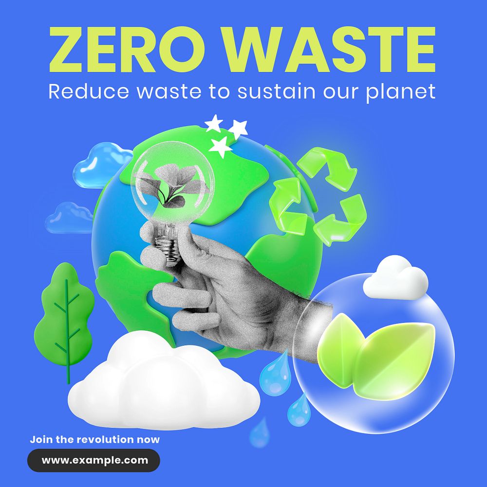 Zero waste Instagram post template, editable text