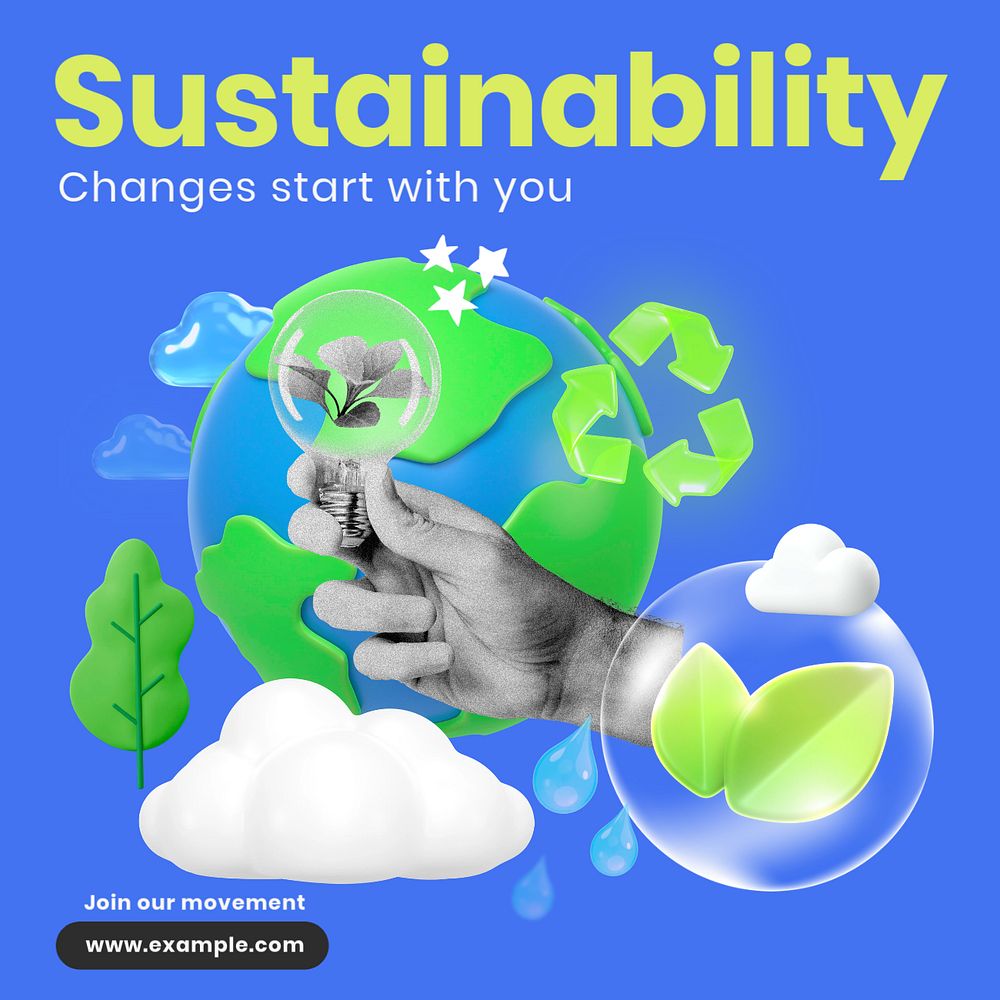 Sustainability Instagram post template, editable text