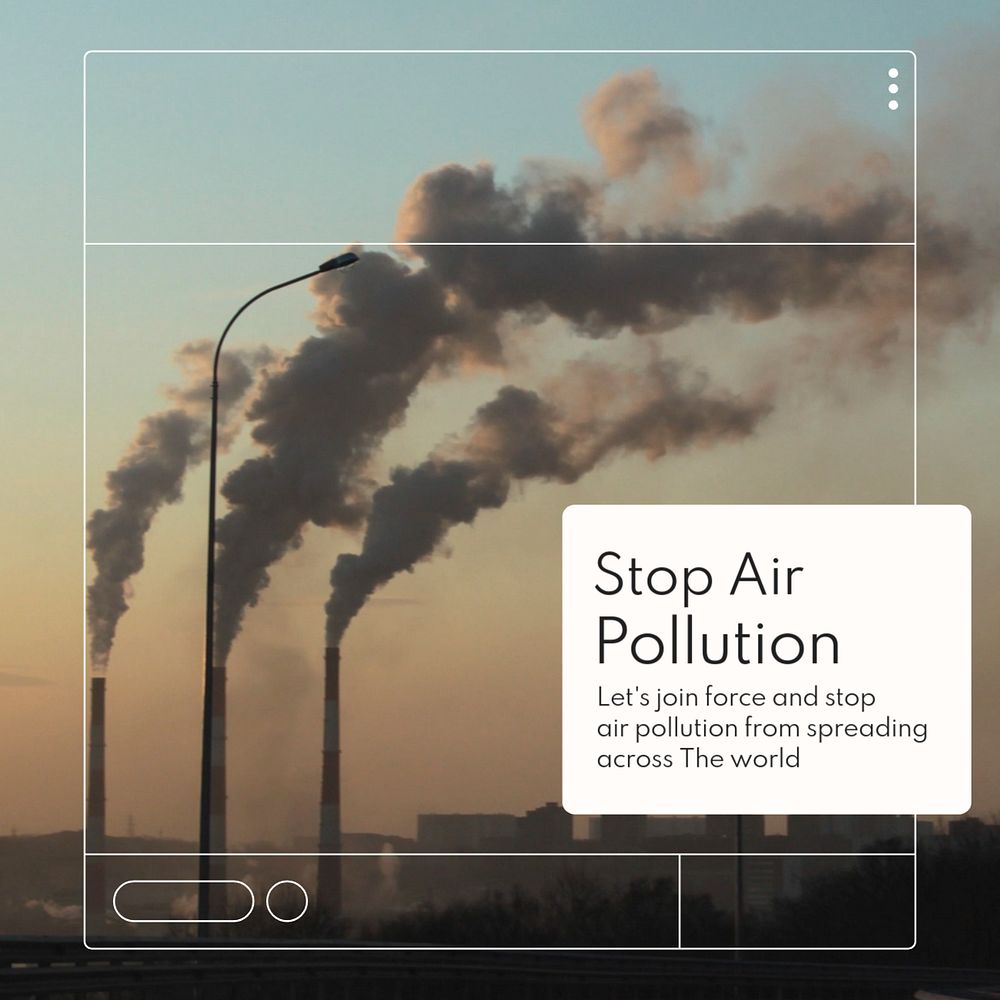 Stop air pollution Instagram post template, editable text