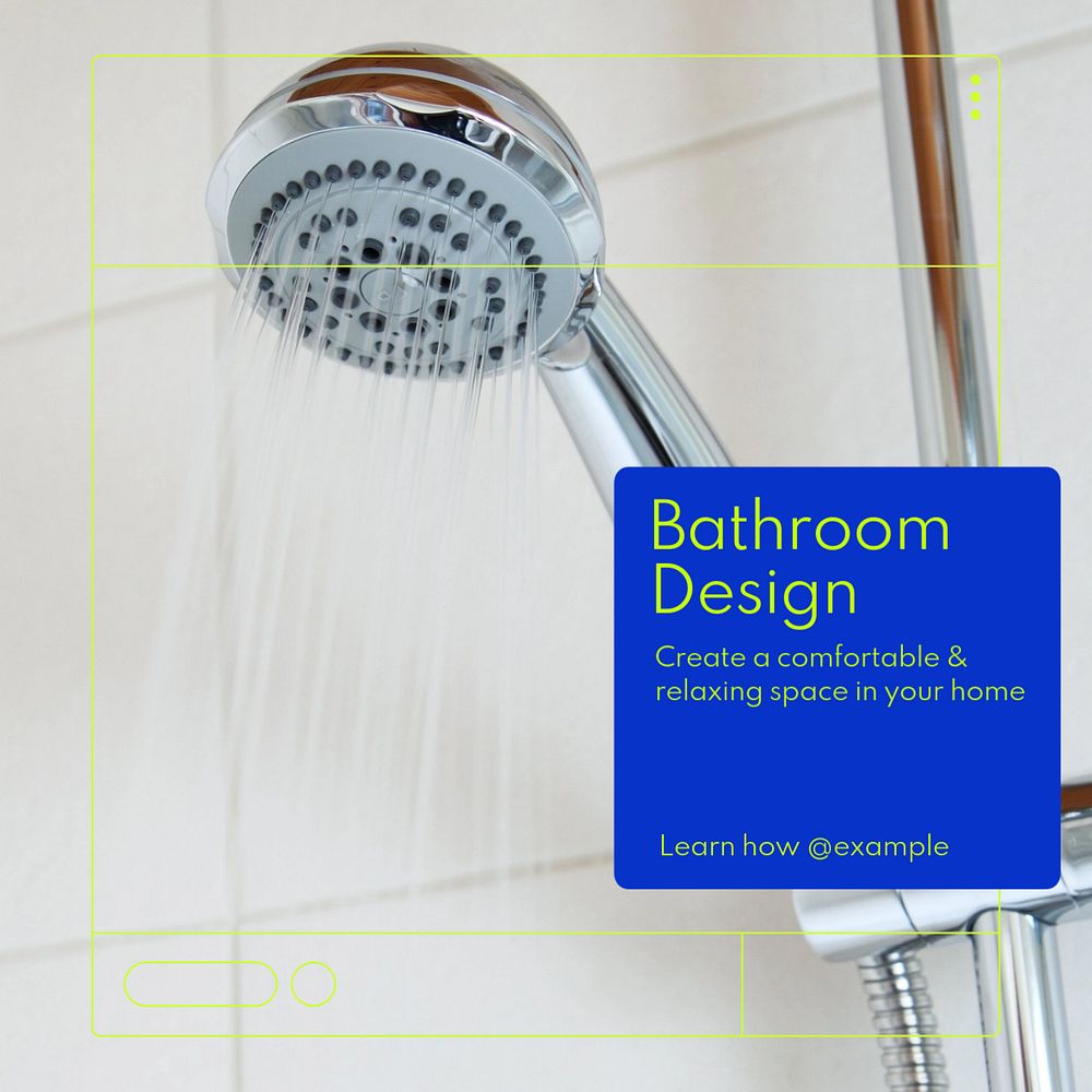 Bathroom design Instagram post template, editable text