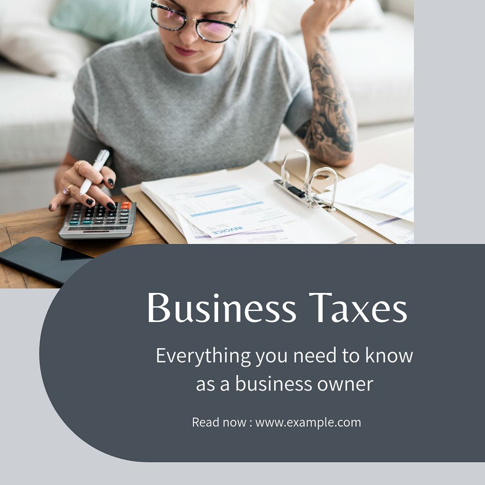 Business tax Instagram post template, editable text