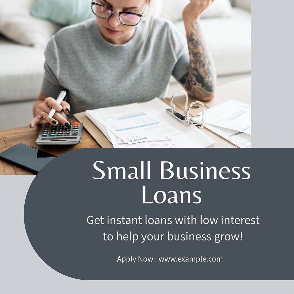 Small business loans Instagram post template, editable text