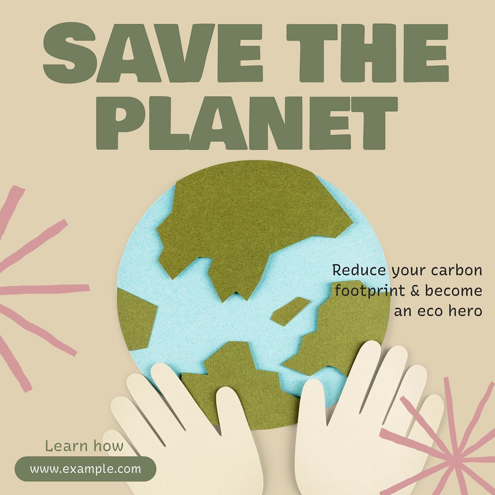 Save the planet Instagram post template, editable text