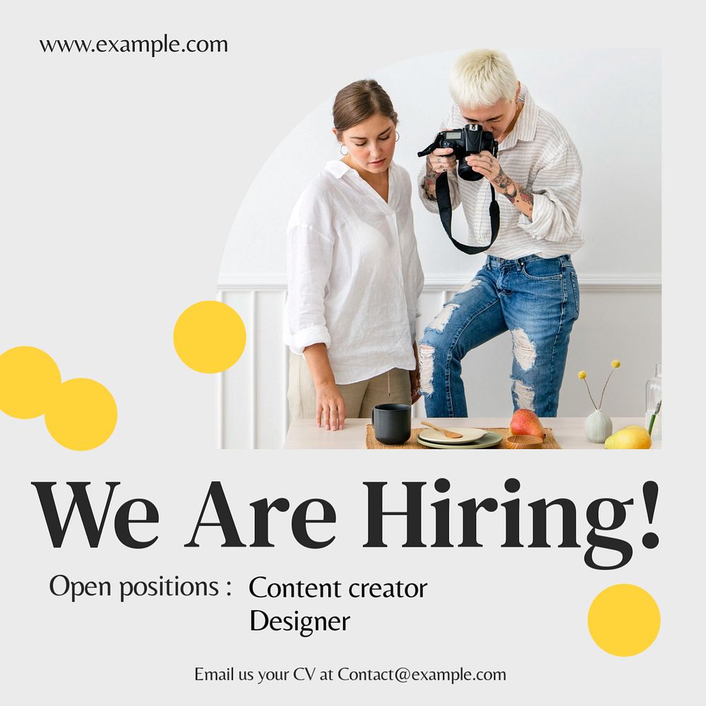 We're hiring Instagram post template, editable text