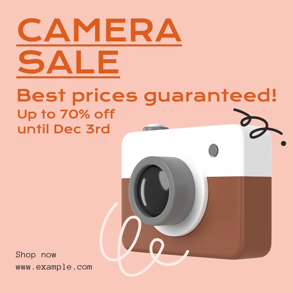 Camera sale Instagram post template, editable text