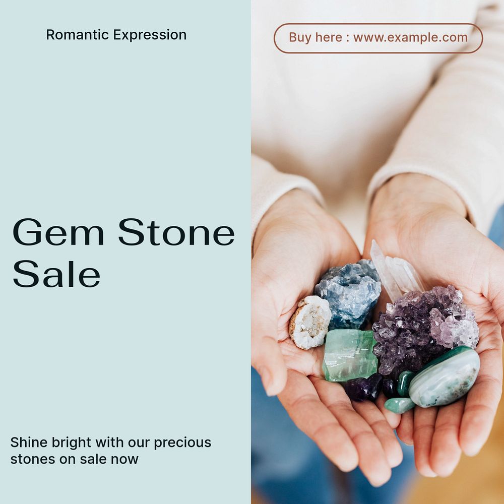 Gem stone Instagram post template, editable text