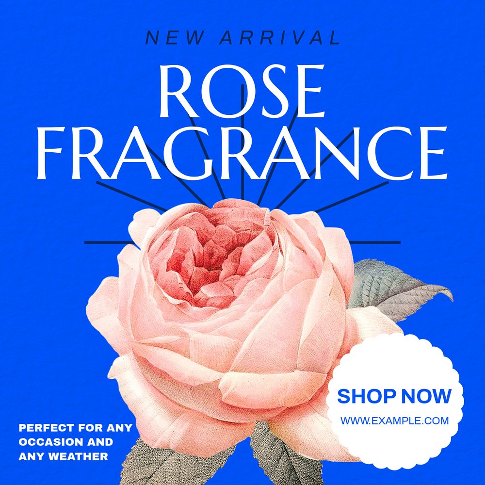 Rose fragrance Instagram post template, editable text