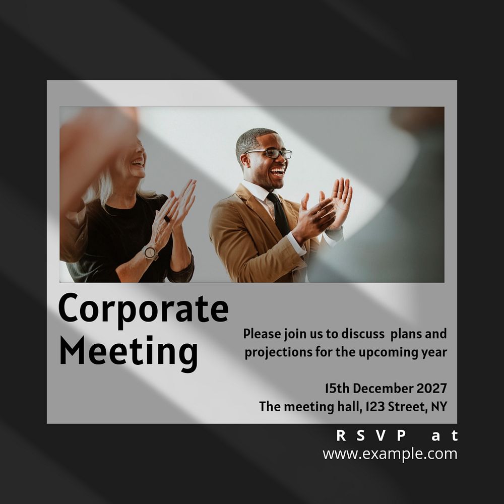 Corporate meeting Instagram post template, editable text