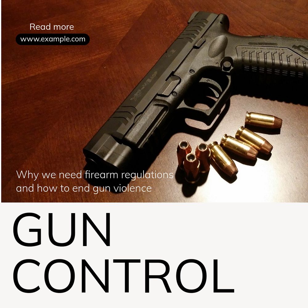 Gun control Instagram post template, editable text