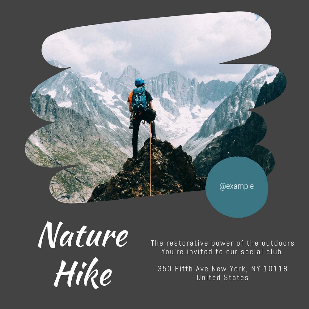 Nature hike Instagram post template, editable text