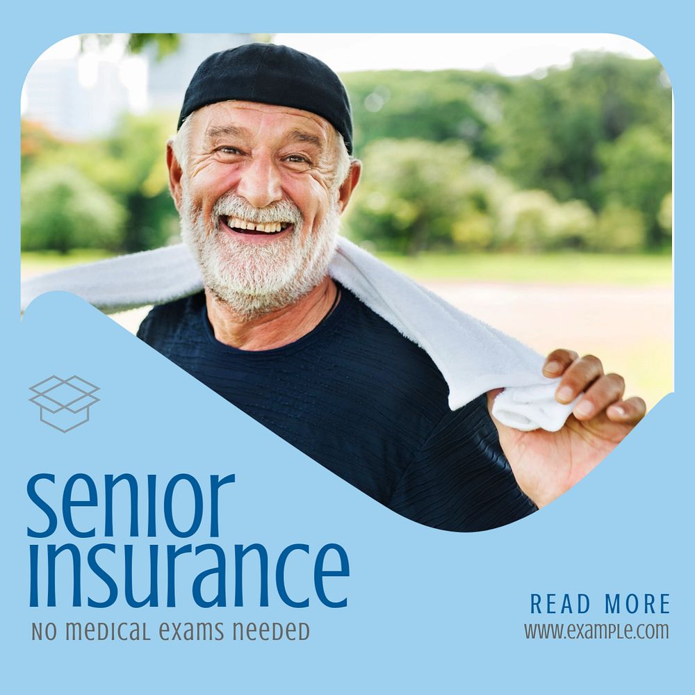 Senior insurance Instagram post template, editable text