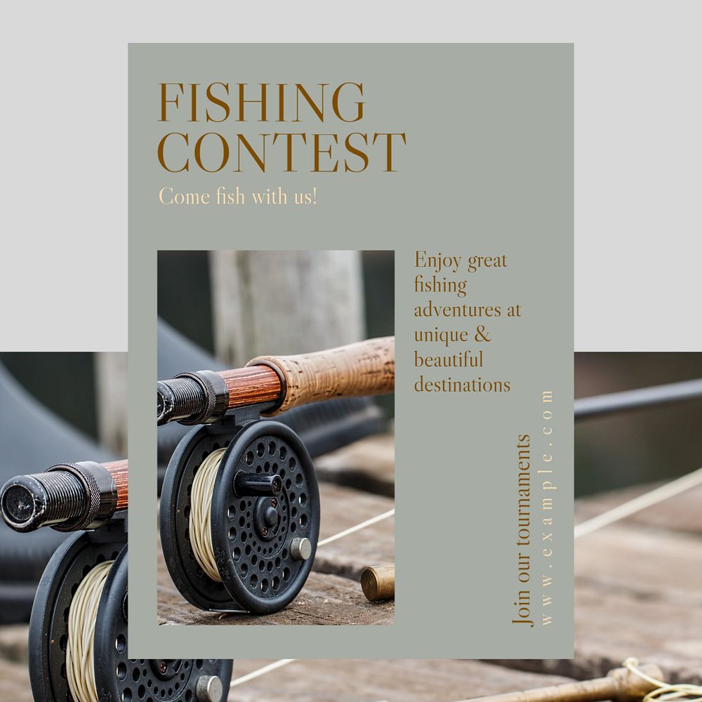 Fishing contest Instagram post template, editable text