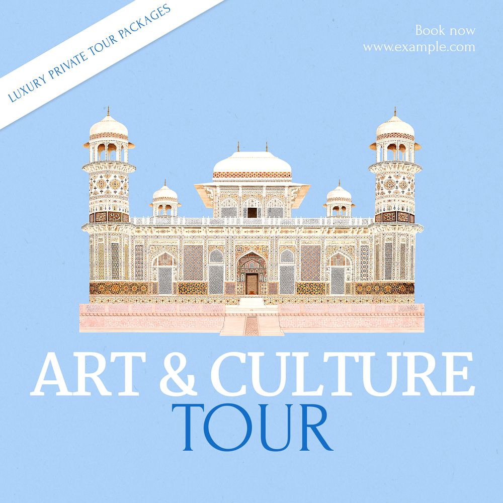 Art & culture tour Instagram post template, editable text