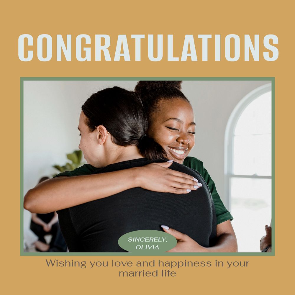 Congratulations wedding Instagram post template, editable text