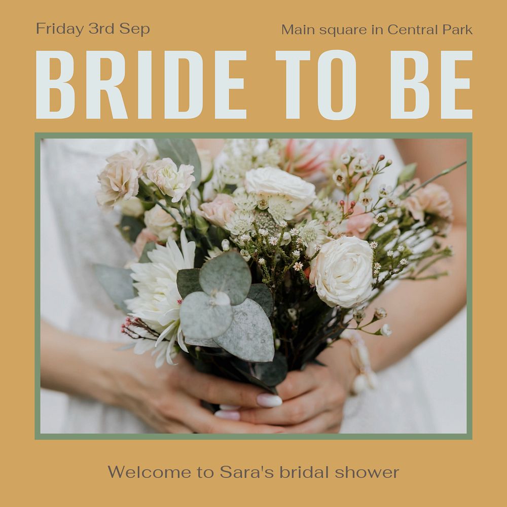 Bride to be Instagram post template, editable text