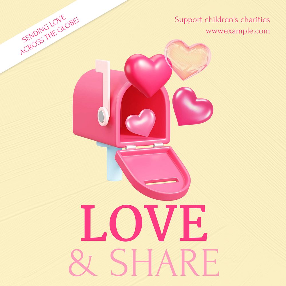 Children charities Instagram post template, editable text