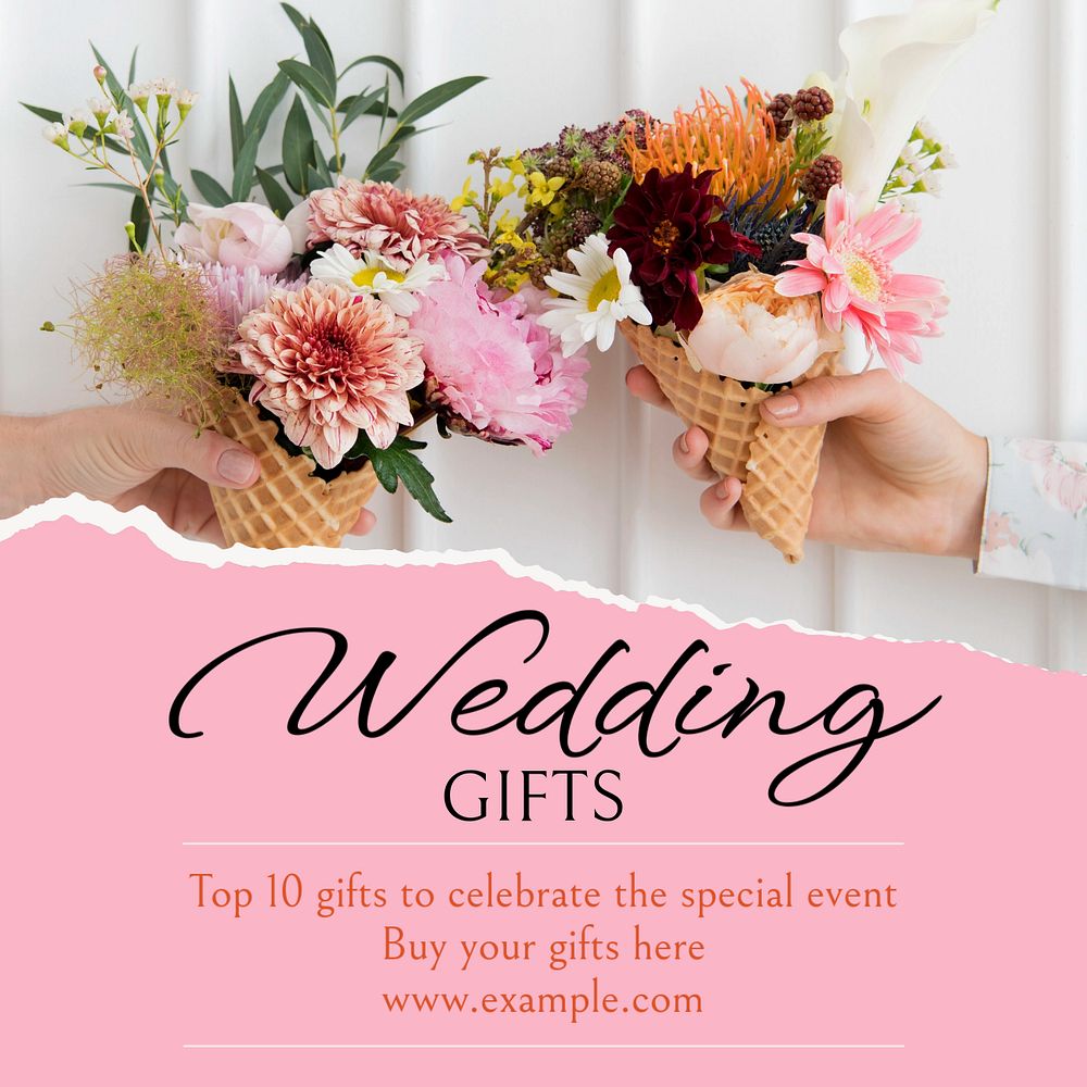 Wedding gifts Instagram post template, editable text