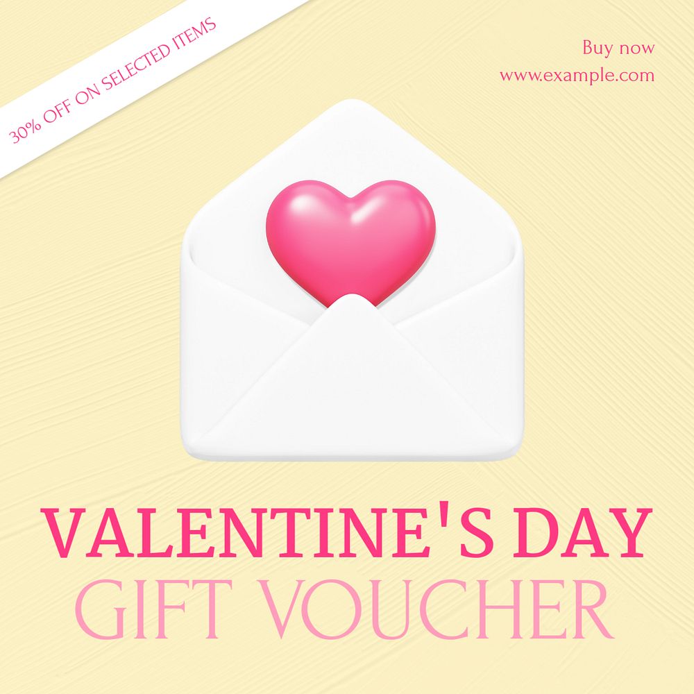 Valentine's Day voucher Instagram post template, editable text