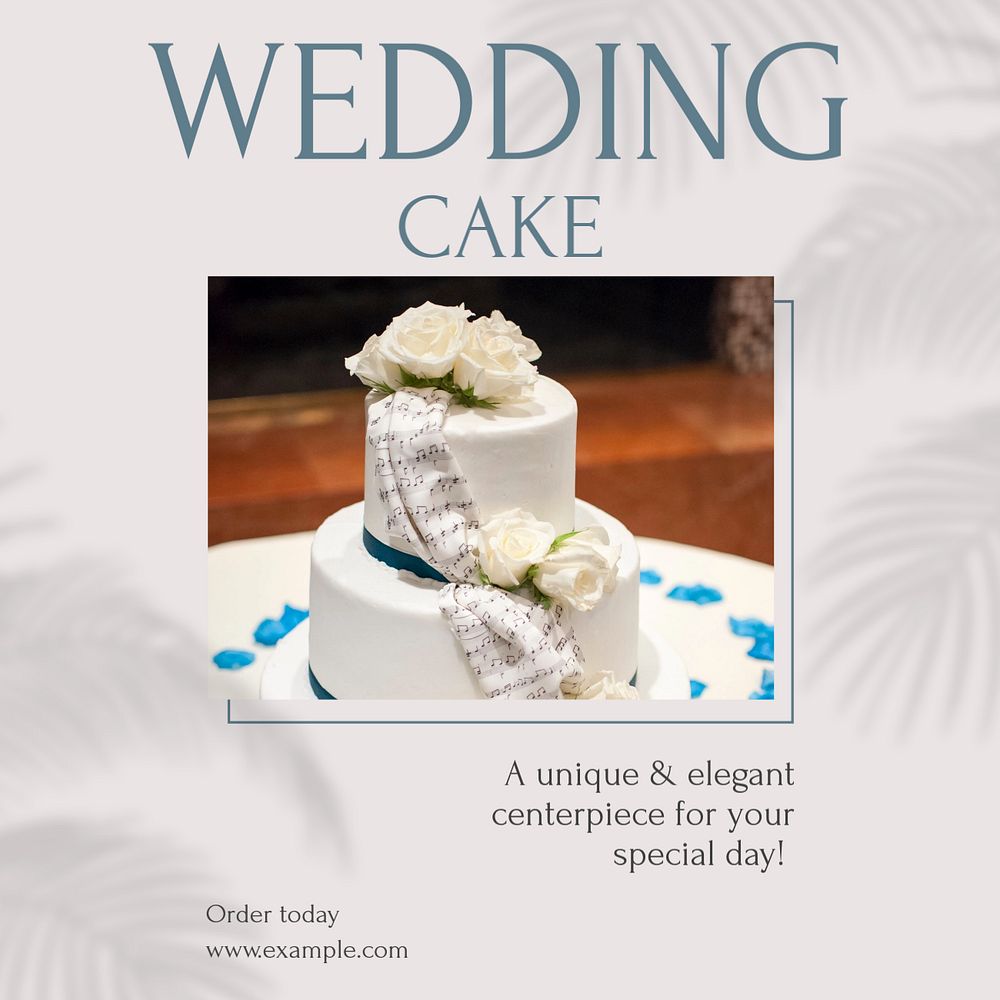 Wedding cake Instagram post template, editable text