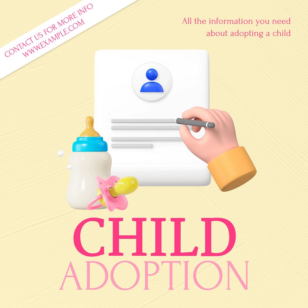 Child adoption Instagram post template, editable text