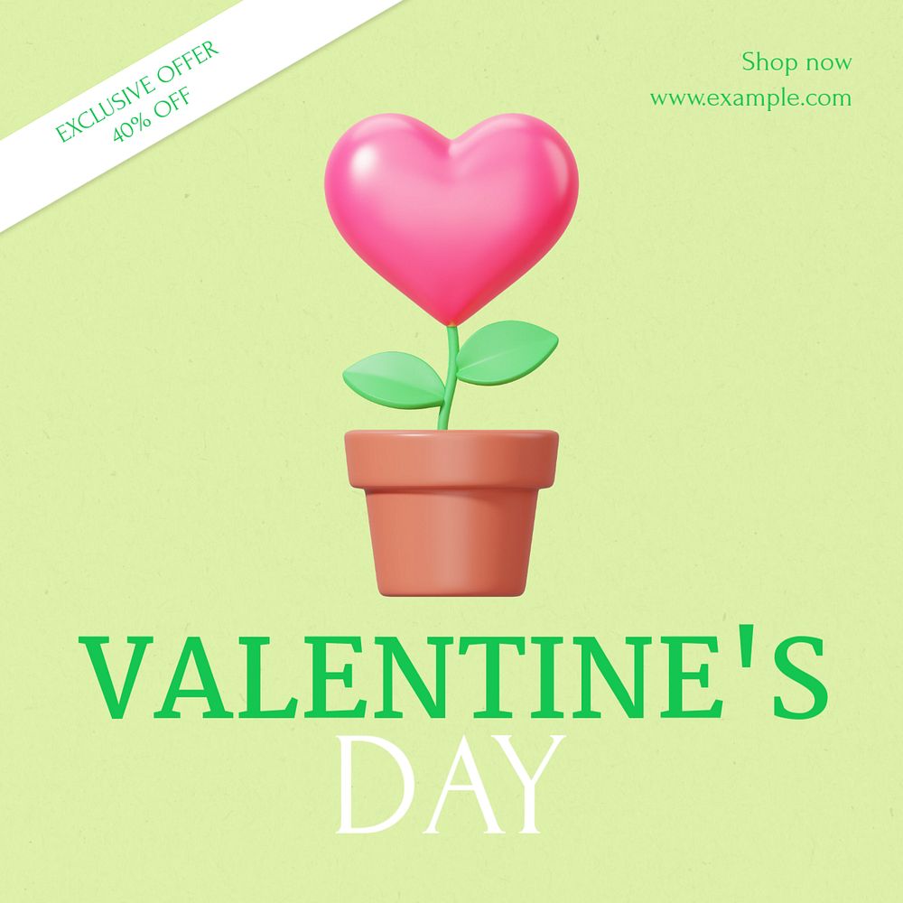 Valentine's day sale Instagram post template, editable text