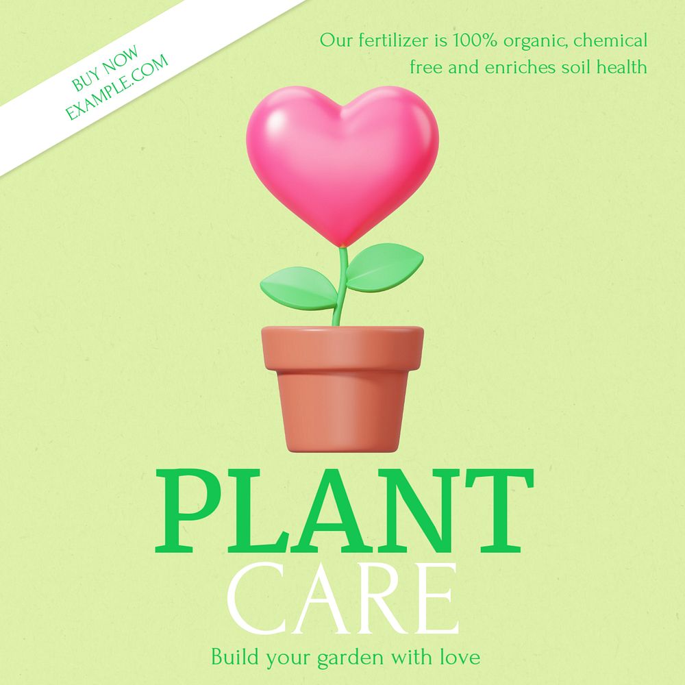 Plant care Instagram post template, editable text