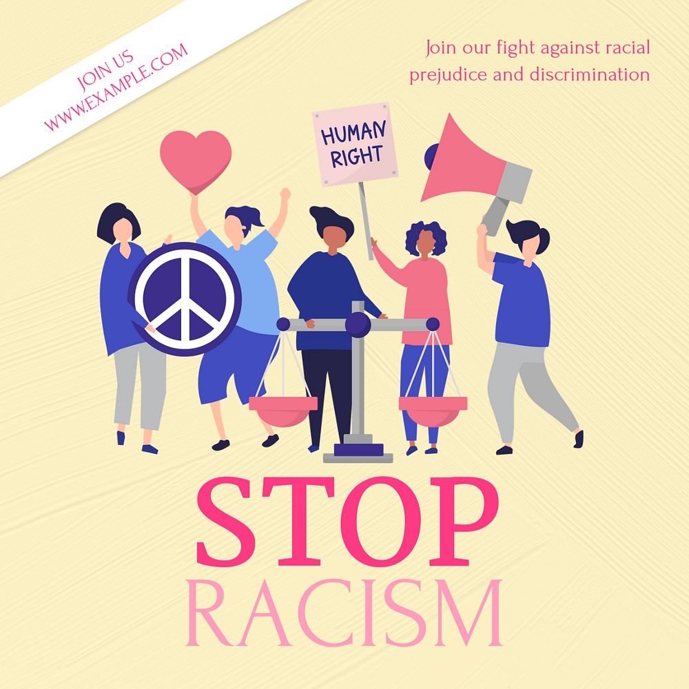 Stop racism Instagram post template, editable text