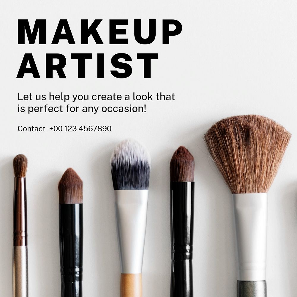 Makeup artist Instagram post template, editable text