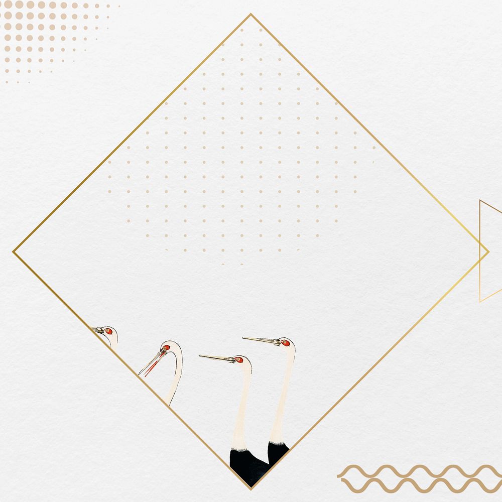 Gold square frame background, white paper textured editable design