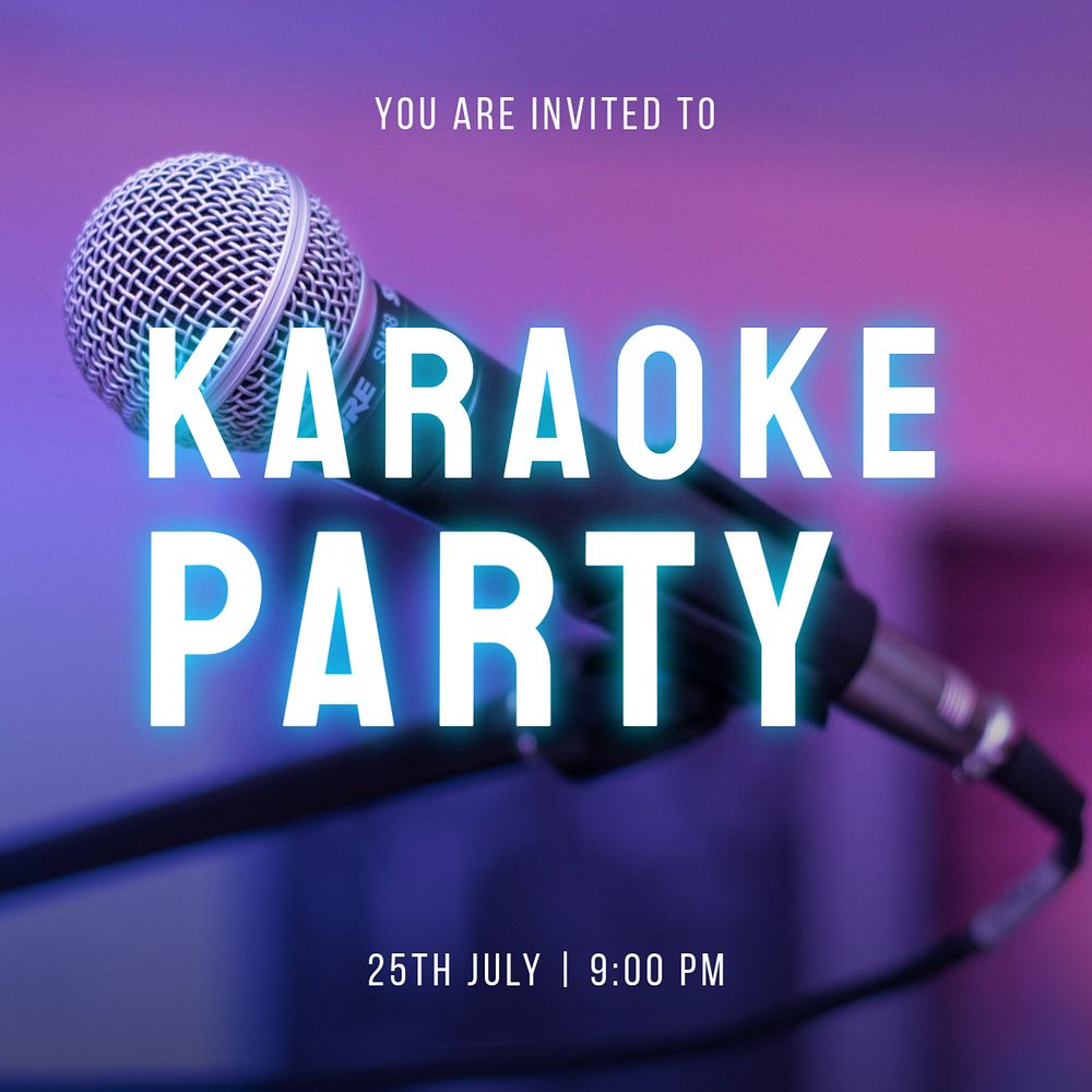 Karaoke party Instagram post template, editable text