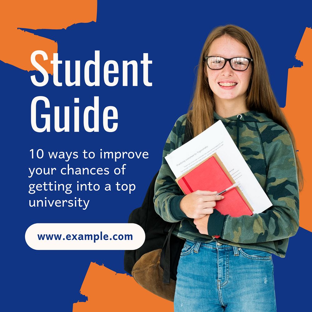 Student guide Instagram post template, editable text