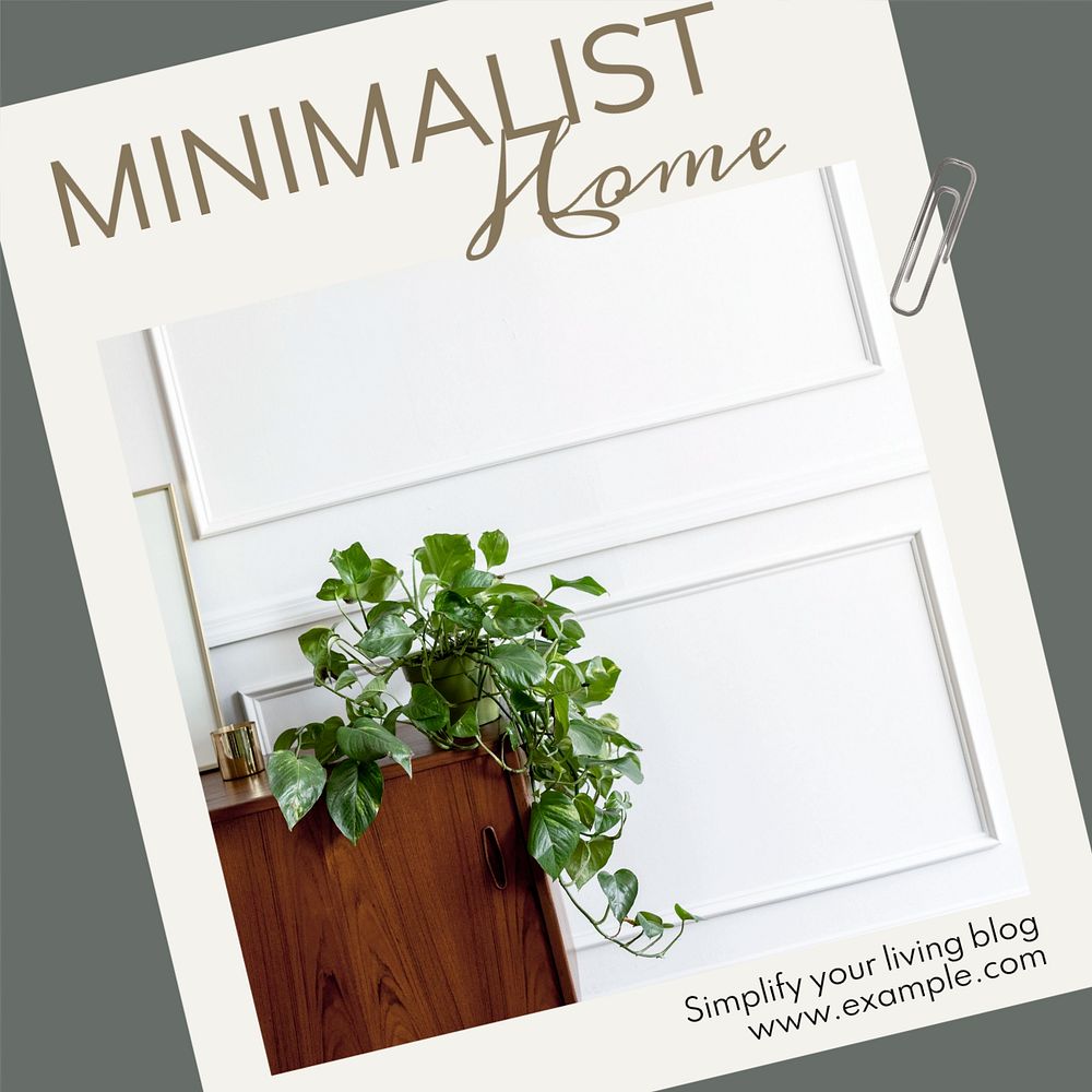 Minimalist home decor Instagram post template, editable text