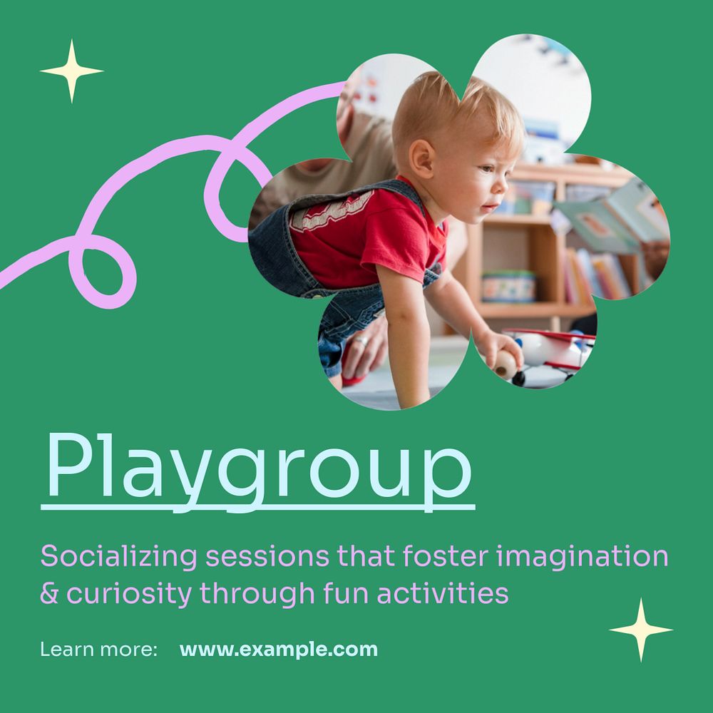 Children playgroup Instagram post template, editable text