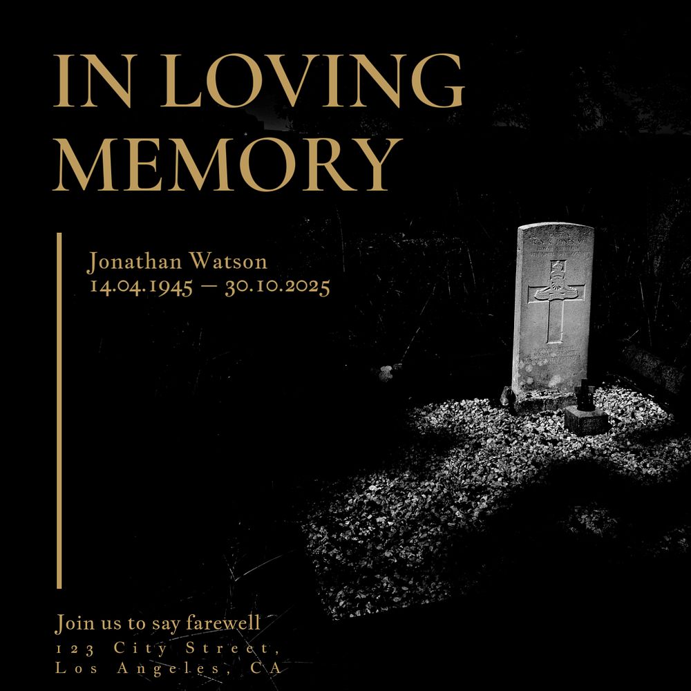 In loving memory Instagram post template, editable text