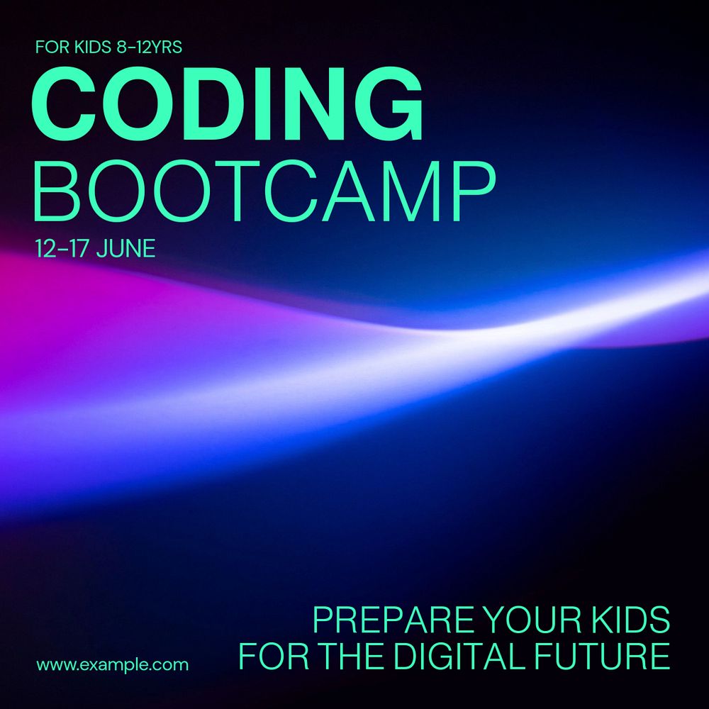 Coding bootcamp Instagram post template, editable text